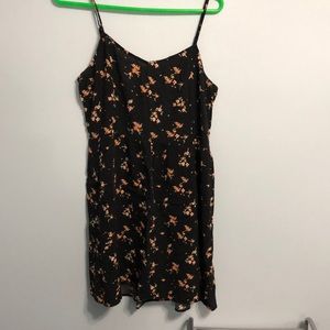 Black floral printed skater dress